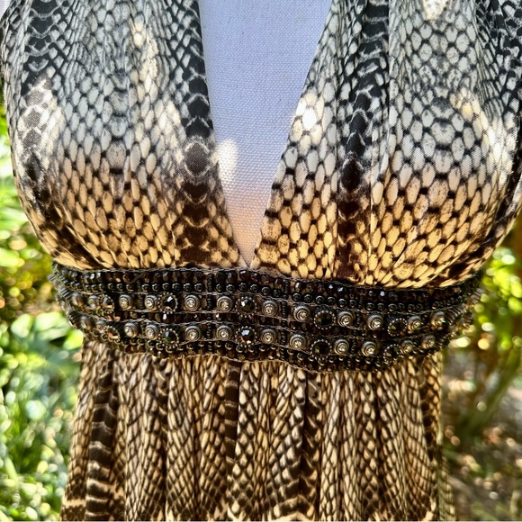 Sky Python Print Short Flowing Dress - Picture 2 of 6